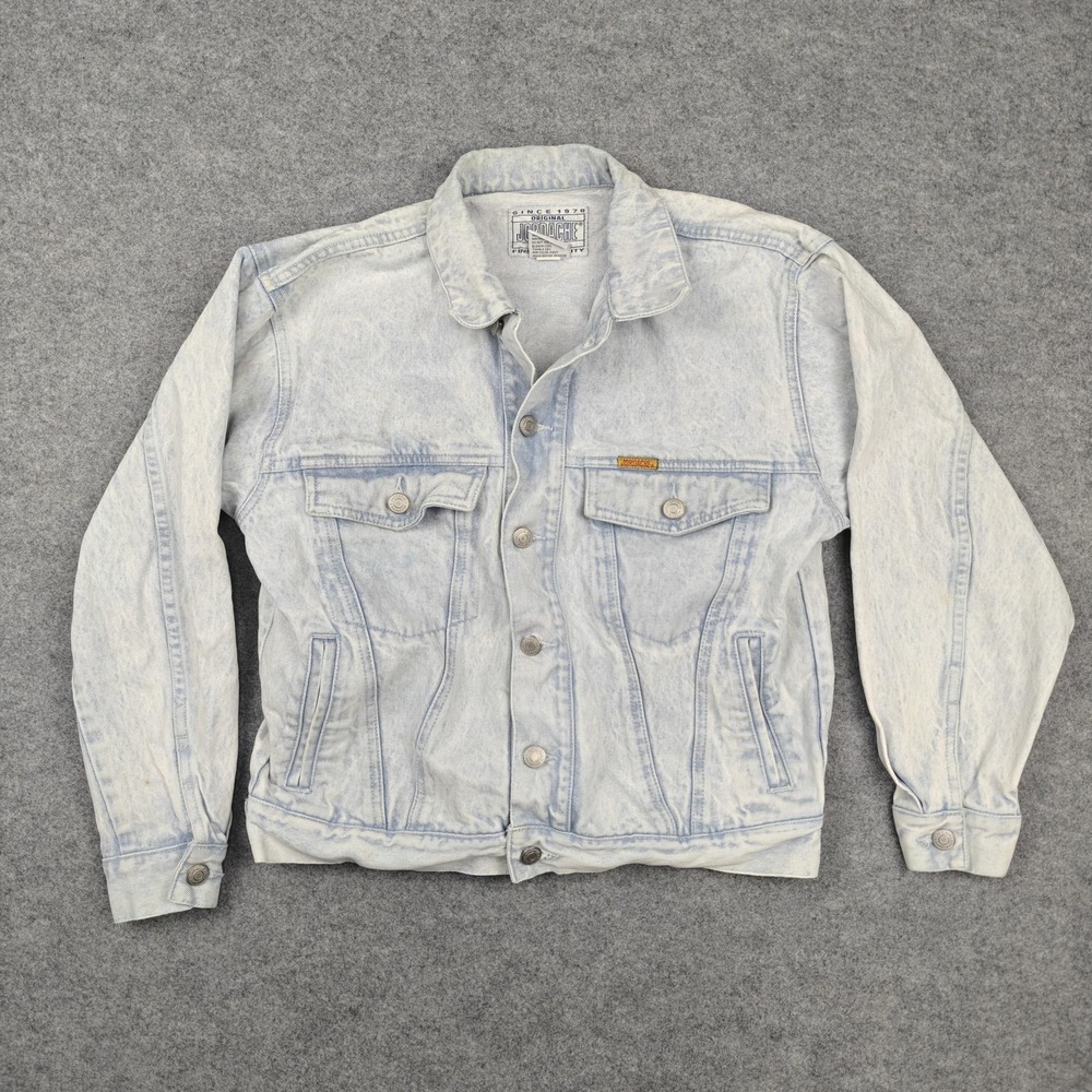 Vintage Jordache Jacket Mens Small‎ Blue Denim Bomber Trucker Acid Wash